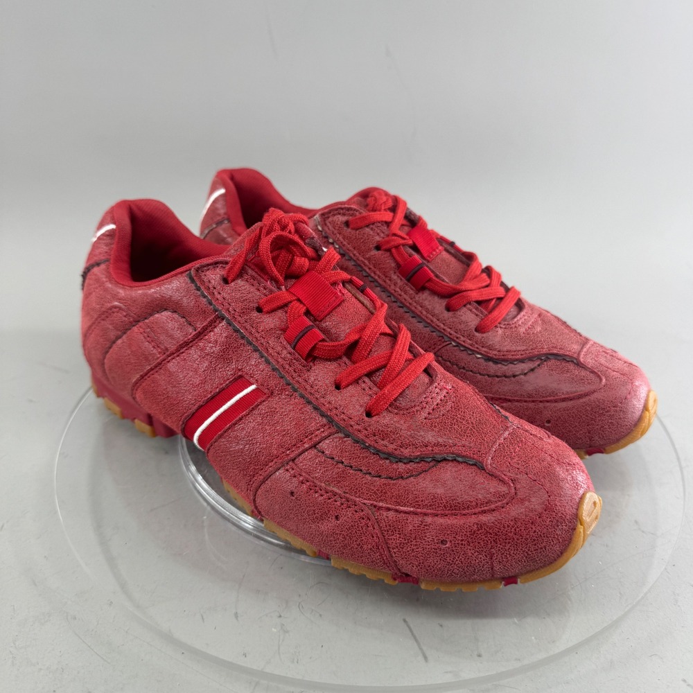 Diesel Womens Zoiks Leather Low Top Sneakers Red Size 8 US Y2K Streetwear